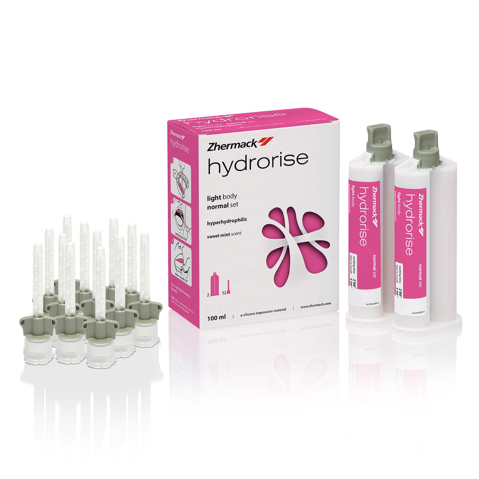 Hydrorise LIGHT normal (коригуюча маса), А силікон 2 картриджі по 50 мл + 12 насадок, Zhermack
